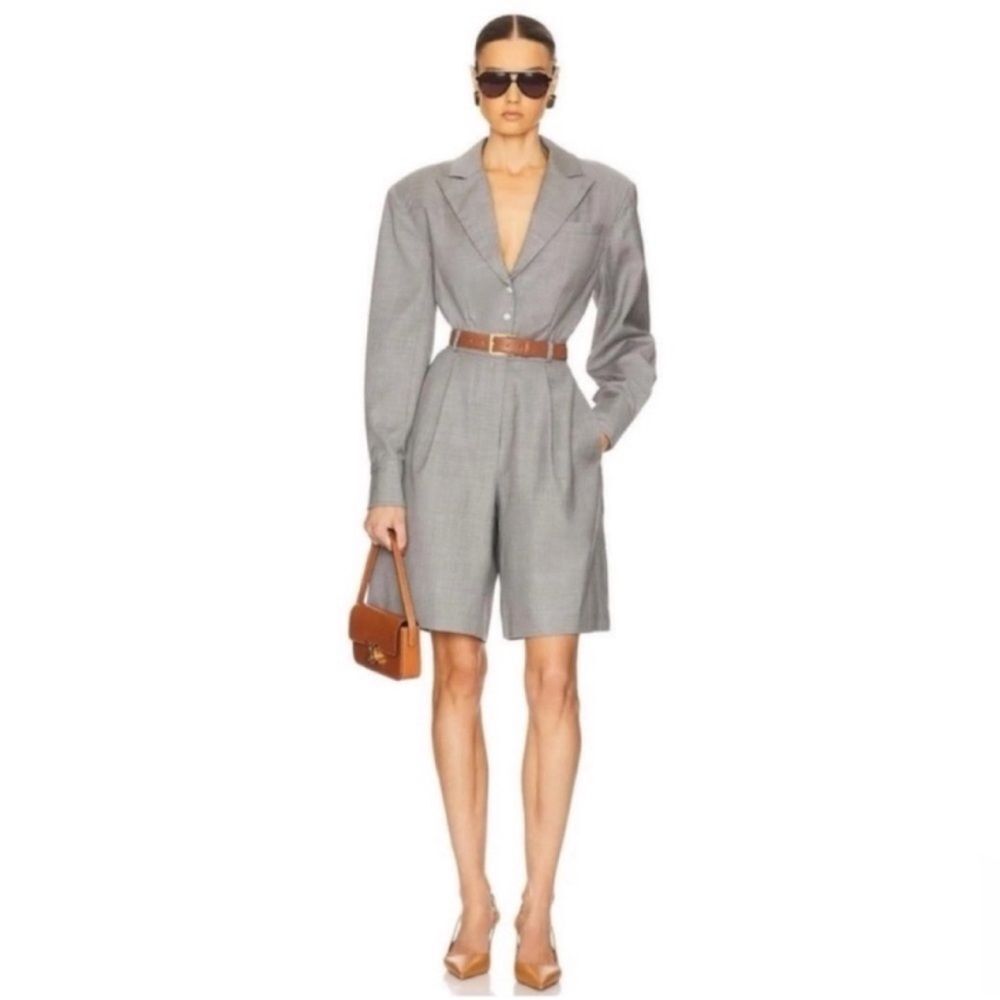 HELSA The Short Meeting Wool Jumpsuit Romper Heather Gray NWT